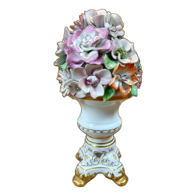 Vintage Porcelain Mottahedeh Petite Italian Flower Topiary For Sale