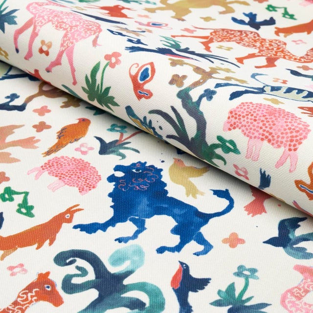 Not Yet Made - Made To Order SAMPLE - Schumacher X Happy Menocal Beasts Indoor/Outdoor Fabric In Multi On Ivory For Sale - Image 5 of 5