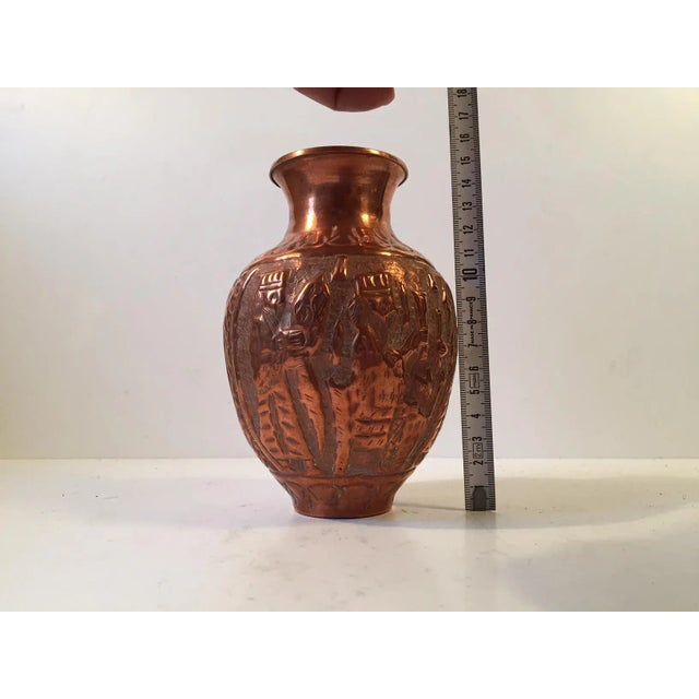 Mid-Century Copper Vase with Embossed Scene, 1940s For Sale - Image 6 of 9