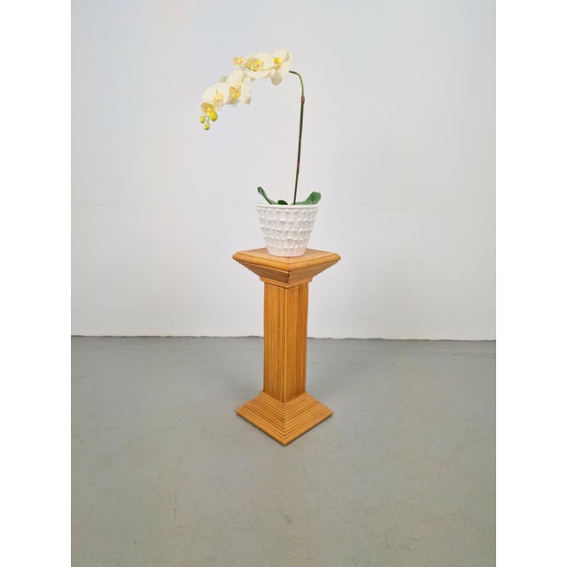 Wood Vintage Rattan Pedestal from Vivai del Sud, 1980s For Sale - Image 7 of 7