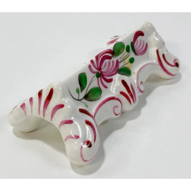 White Antique French Porcelain Hand-Painted Knife Rests, S/6 For Sale - Image 8 of 12