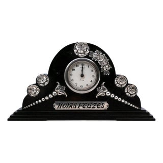 Table Regulator Clock with Silver Applications For Sale