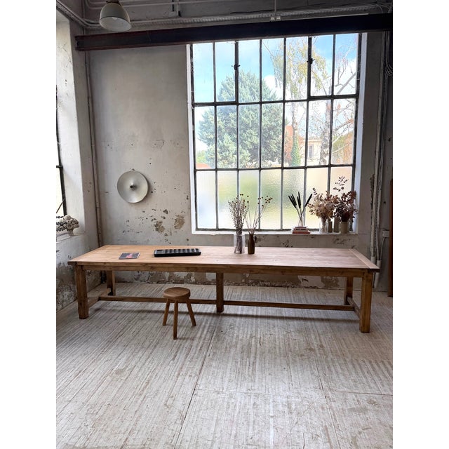 Antique farmhouse table in an extra-large format, 3.5 meters long, made of solid pine. We love its simple lines and its...