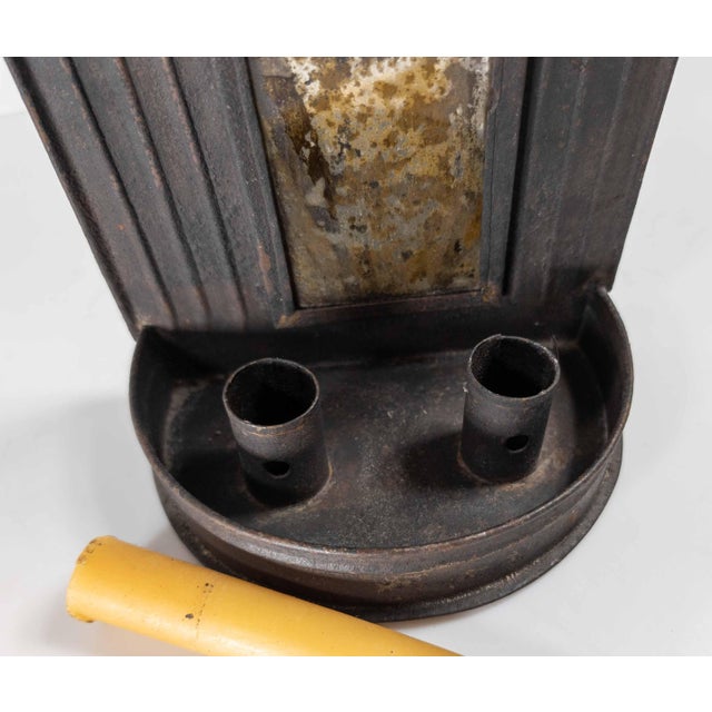 19th or 20th Century Primitive Colonial Tin Mirror Back Candle Wall Sconce For Sale - Image 9 of 10