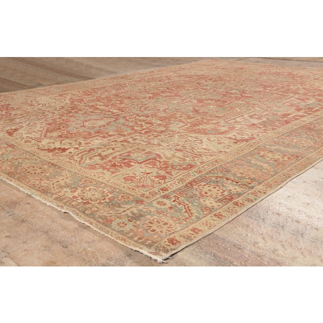 Brick Red Antique Persian Heriz Rug, 08'05 X 12'01 For Sale - Image 8 of 10