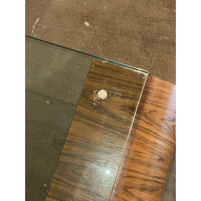 Transparent Mid 20th Century Modern Italian Glass and Walnut Coffee Table For Sale - Image 8 of 10