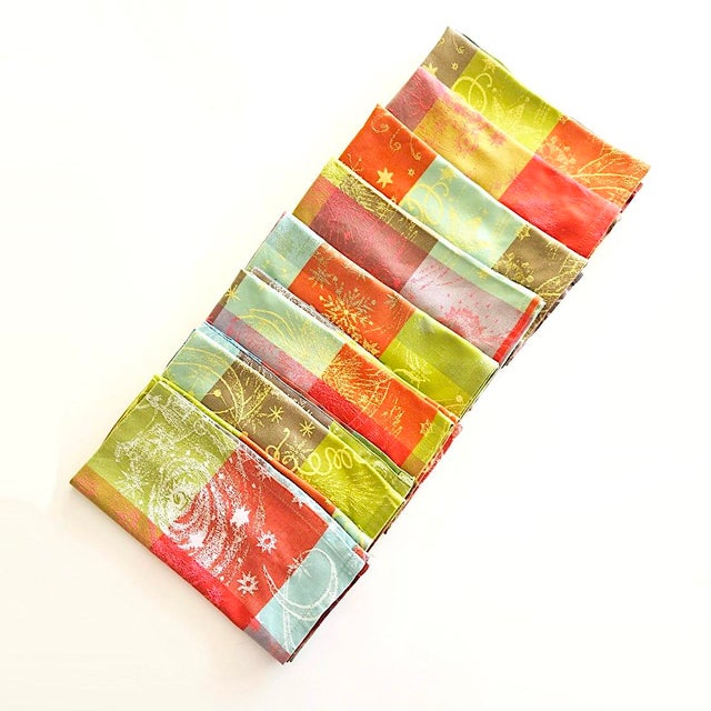 French Cotton Jacquard Napkins in Mille Couleurs Pattern by Garnier Thiebaut, Set of 8 For Sale - Image 14 of 17