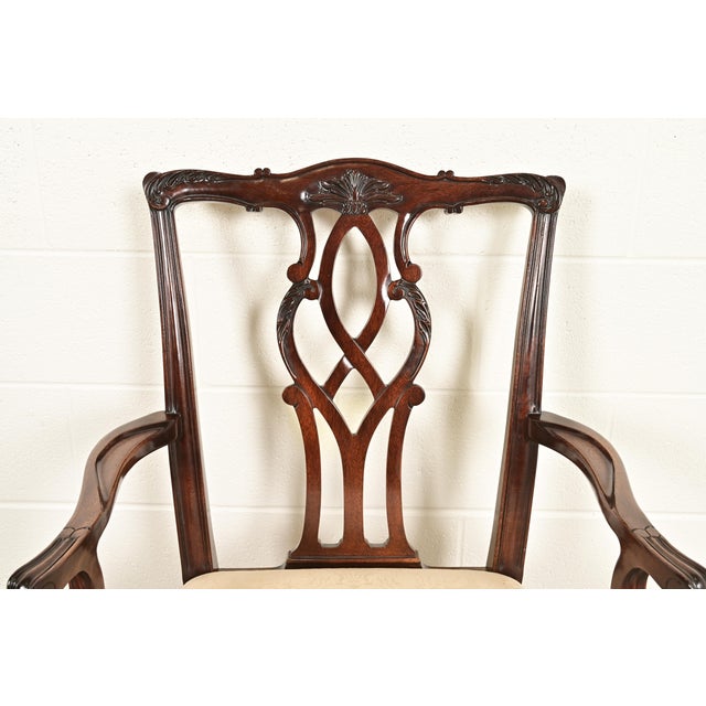 Kindel Furniture Georgian Carved Mahogany Armchairs, Pair For Sale In South Bend - Image 6 of 13