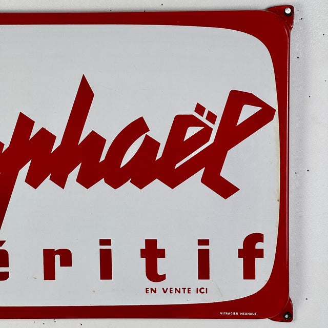 Large Vintage French Enamel Advertising Sign for St Raphaël Apéritif For Sale - Image 4 of 12