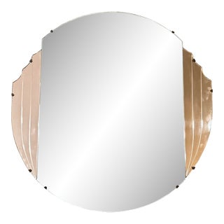 Italian Antique Art Deco Wall Mirror With Peach Colored Parts, Circa 1930s For Sale