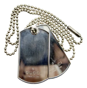 Gucci Sterling Silver Double Dog Tag Necklace
