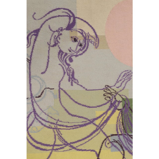 Mid-Century Modern Signed Vintage Portuguese Tapestry With Romantic Pictorial, From Rug & Kilim For Sale - Image 3 of 8