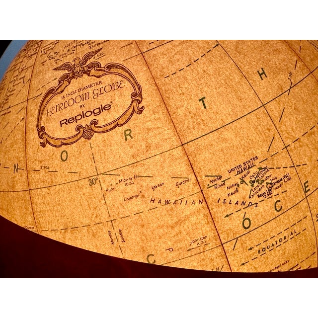 Mid-Century Modern MCM 16" Replogle Globe Austin Antique Illuminated Floor Globe For Sale - Image 3 of 6