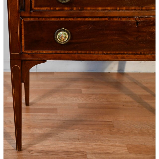 Brown 1930s Federal Style Mahogany Secretary Desk Hutch Display Cabinet Bookcase For Sale - Image 8 of 18