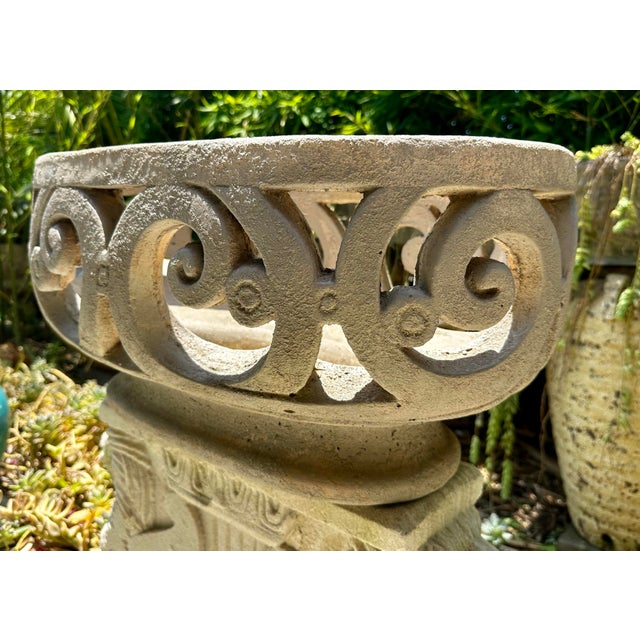 Vintage Italian Large Oval Gray Cast Stone Decorative Planter For Sale In San Diego - Image 6 of 12
