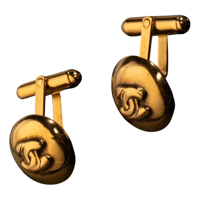 Vintage Gilded Metal Handle Buttons with Double C Logo No. 368 from Chanel, 1990s For Sale