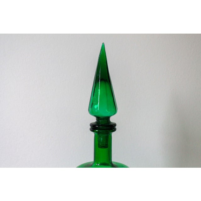 Vintage Italian Empoli Green Art Glass Decanter For Sale - Image 4 of 9