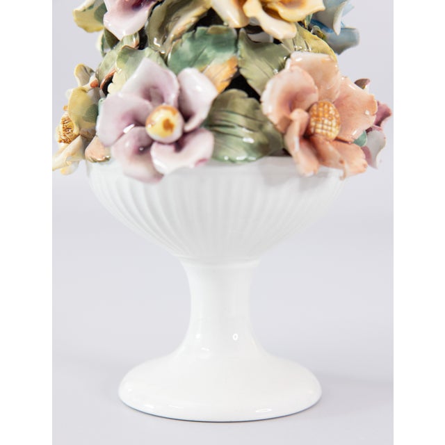 1950s Vintage Italian Majolica Floral Roses Topiary For Sale - Image 5 of 11