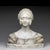 19th-Century Italian School "Bust of a Woman" in Carrara Marble, Signed This polychrome marble bust depicts a high-society...