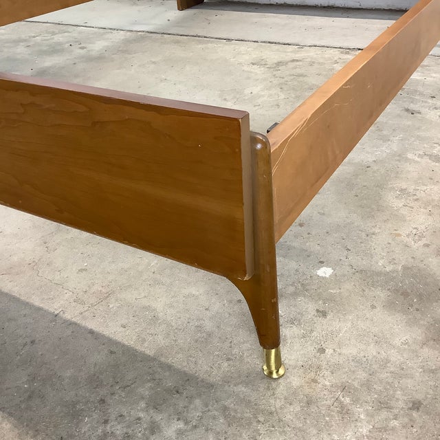 Mid-Century Bed Frame With Storage Headboard- Full For Sale - Image 11 of 12