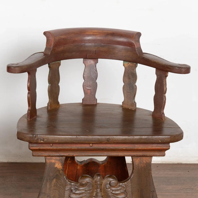 Mid 19th Century Pair, Mid 19th Century Swedish Carved Folk Art Chairs For Sale - Image 5 of 14
