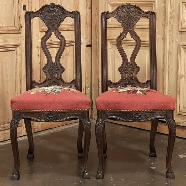 Set of 6 Antique Liegeoise Needlepoint Dining Chairs For Sale - Image 9 of 13