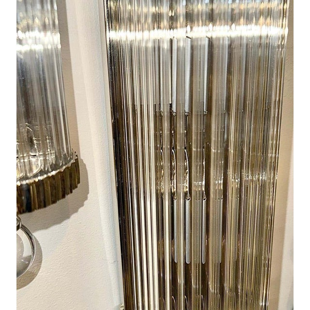 Vintage Art Deco Light Old Lamp Wall Sconces Fixture Chrome Brass & Glass Rod Ship Light - Pair For Sale - Image 4 of 6