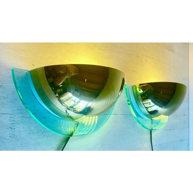 Vintage Half Moon Wall Lights, 1980s, Set of 2 For Sale - Image 6 of 8