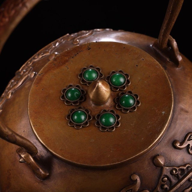 Copper Late 19th Century Copper Teapot With Gemstone Inlays, 1.1kg For Sale - Image 8 of 9