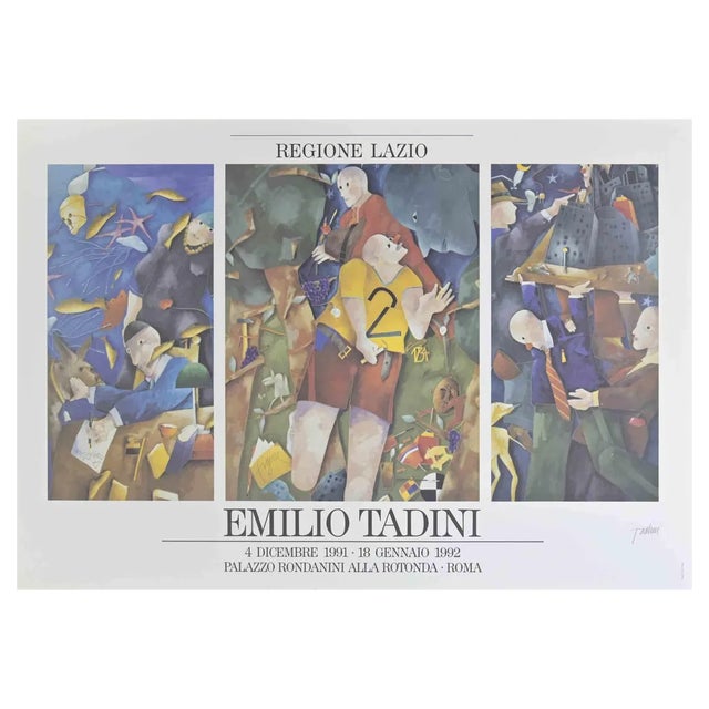 Emilio Tadini, Vintage Exhibition Poster, 1992, Lithograph For Sale
