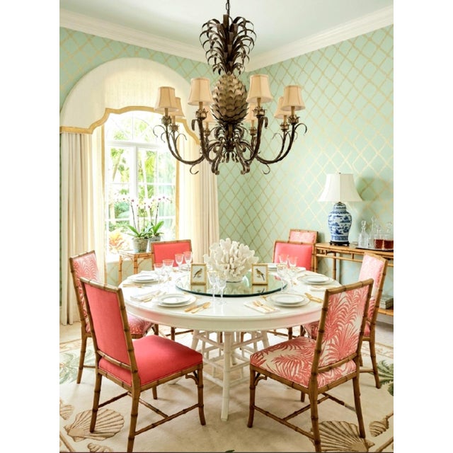 Monumental Vintage 8 Light Metal Silver Gold Currey & Co Style Pineapple Chandelier Light Fixture For Sale - Image 13 of 13