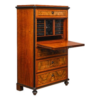 Historicist Civil Secretaire Desk in Walnut, 2nd Half of the 19th Century For Sale