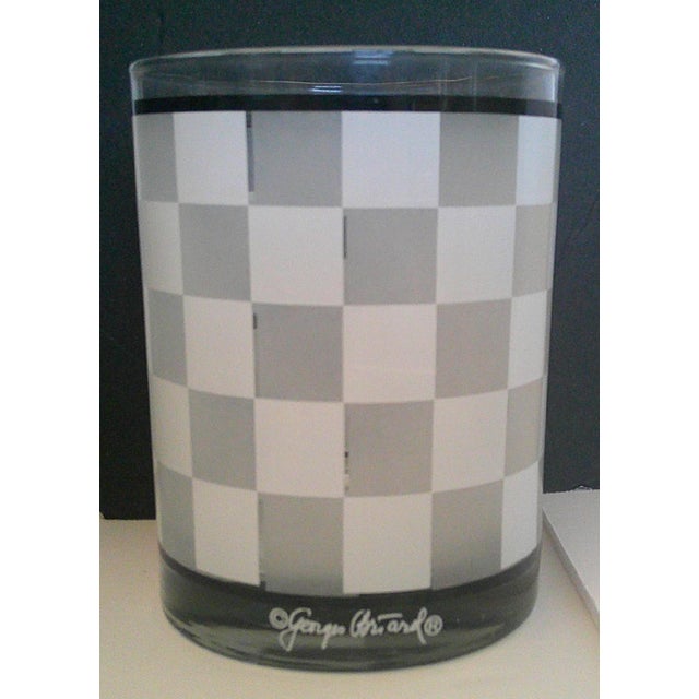 Mid-Century Modern Vintage Mid-Century Modern Signed Georges Briard Frosted Checkers Lowball Glasses - Set of 2 For Sale - Image 3 of 9
