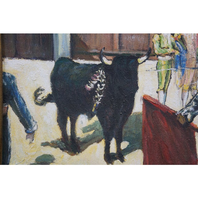 Late 20th Century Bullfight Death of the Bull Oil Painting on Canvas After Édouard Manet 33" For Sale - Image 6 of 11