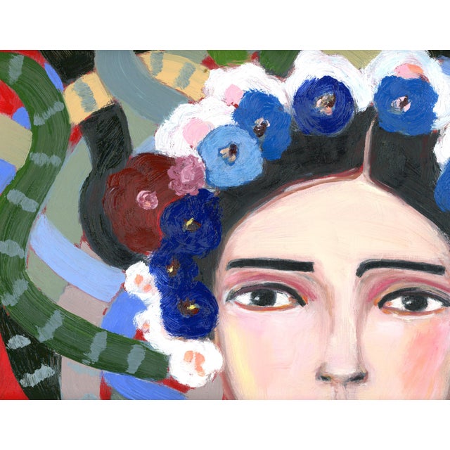 2020s Medusa, Inspired Frida, Vintage Style Mid Century Modern Oil Portrait by Alexandra Swistak For Sale - Image 5 of 6