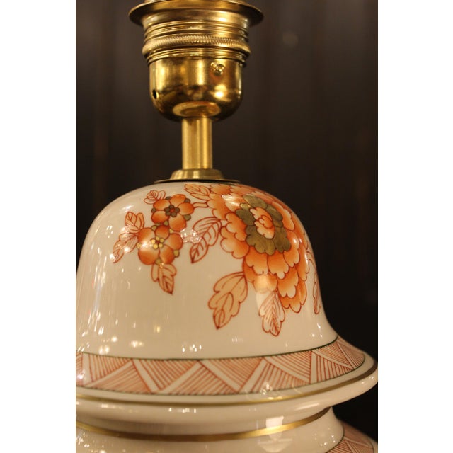 Vintage Spanish Hand-Painted Porcelain Lamp with Floral Motifs, 1950s For Sale - Image 4 of 8
