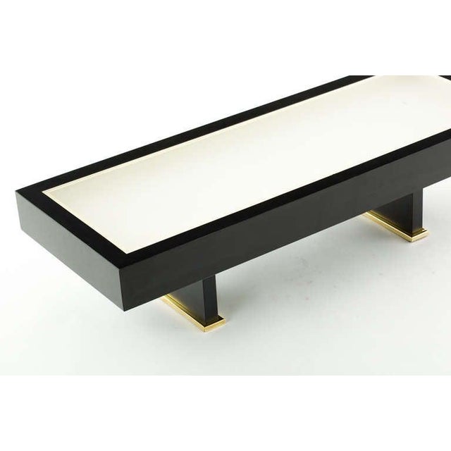 Mid-Century Modern French 1960s Shadowbox Coffee Table with Brass Detail For Sale - Image 3 of 7