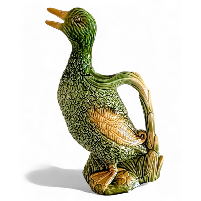 French Majolica Duck Pitcher by Keller & Guerin for Saint Clement, 1900s For Sale - Image 3 of 16