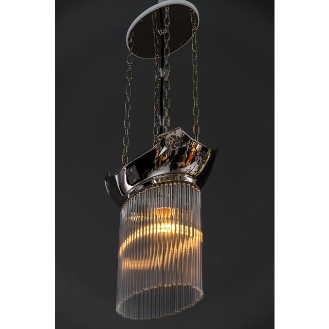 Metal Art Deco Nickel-Plated Pendants with Glass Sticks, 1920s, Set of 3 For Sale - Image 7 of 18