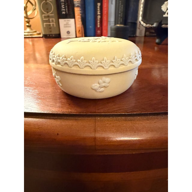 Wedgwood Vintage Wedgwood Prunus Yellow Primrose Jasperware 2.75” Trinket Box and Lid For Sale - Image 4 of 10