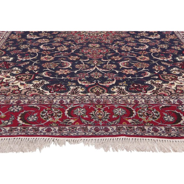 Vintage Persian Isfahan Rug - 06'09 X 10'00 For Sale - Image 4 of 9