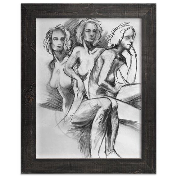 Spontaneous Composition, Charcoal Life Drawing For Sale - Image 4 of 4