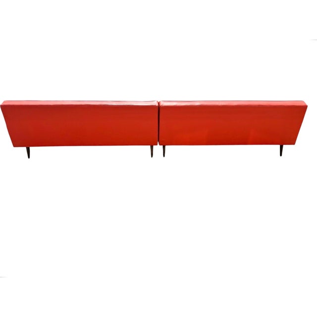 Orange Mid-Century Modern Orange & Walnut 2-Piece Sectional Sofa For Sale - Image 8 of 9