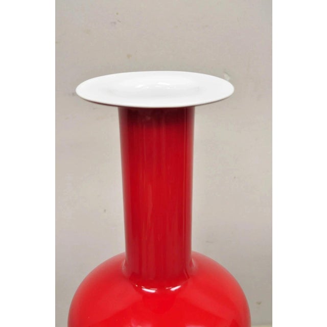 Holmegaard Vintage Mid Century Modern Gulvase by Otto Brauer Holmegaard Red Art Glass Vase For Sale - Image 4 of 7