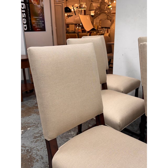 Brown Restoration Hardware Empire Parsons Back Dining Chairs, Set of Six For Sale - Image 8 of 12