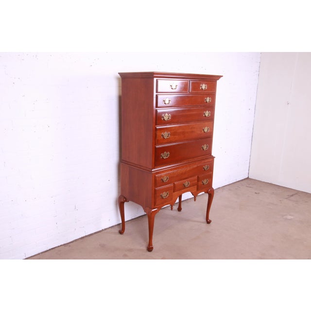 Ethan Allen Ethan Allen Early American Queen Anne Solid Cherry Wood Highboy Dresser For Sale - Image 4 of 13