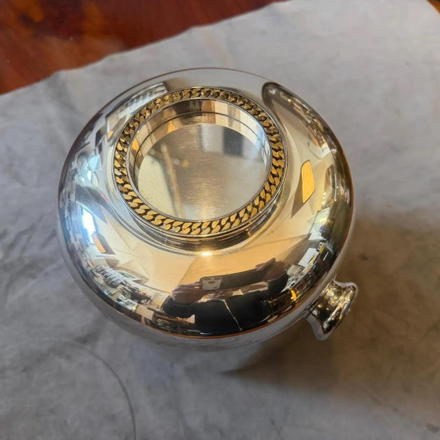 1970s Mid-Century Modern Silver Plate and Brass Luxury Wine Cooler by Cesa 1882 For Sale - Image 12 of 14