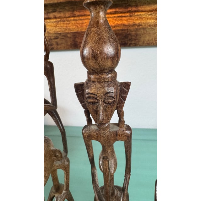 1960s African Ebony Stick Totem Figures, Malawi Tribal Wooden Sculptures 3 Pc For Sale - Image 15 of 15