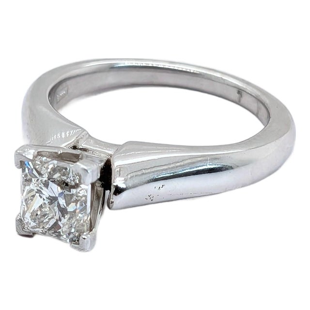 1.52ct Natural Princess-Cut Diamond & Platinum Engagement Ring - Size 6.5 For Sale