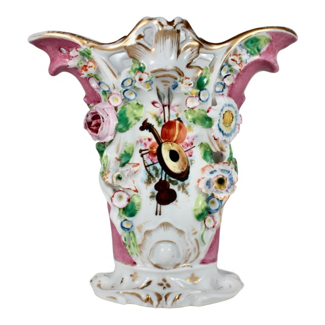 19th Century Old Paris Porcelain Flower Encrusted Spill Vase For Sale
